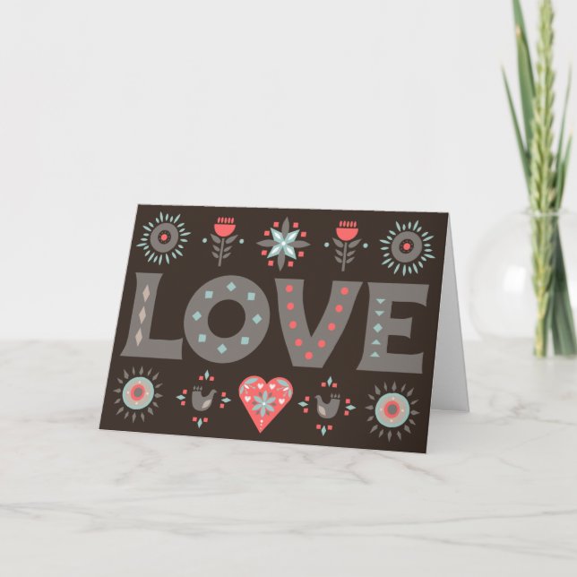 Carte Art populaire Message personnalisé AMOUR (Devant)
