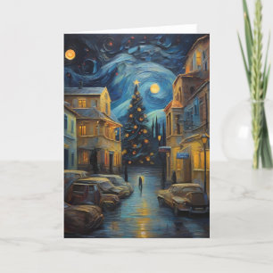 Carte Art Vintage de Noël inspiré par Van Gogh