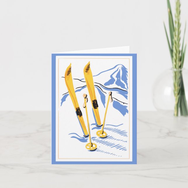 Carte Art vintage de ski (Devant)