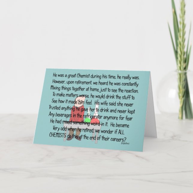 Carte Articles de chimiste à la retraite cadeaux d'art (Devant)