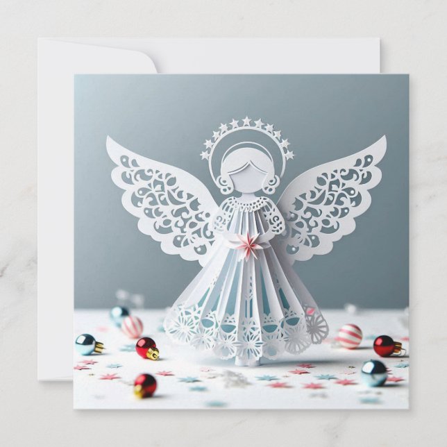 Carte Artisanat de Noël ange en dentelle de papier (Devant)