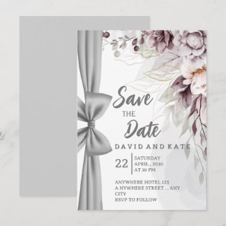Carte Artistic Curtain & Floral Save the Date Card