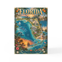 Carte artistique de l'État de Floride Affiche trop