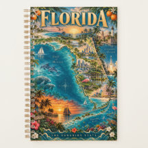 Carte artistique de l'État de Floride Affiche trop