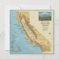 Carte artistique vintage des parcs nationaux de Ca