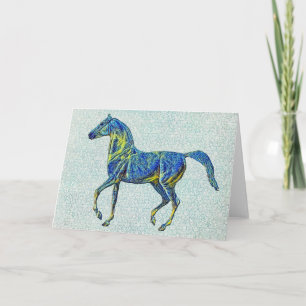 Carte Artsy Blues sur Blue Vintage Horse Art Note Card