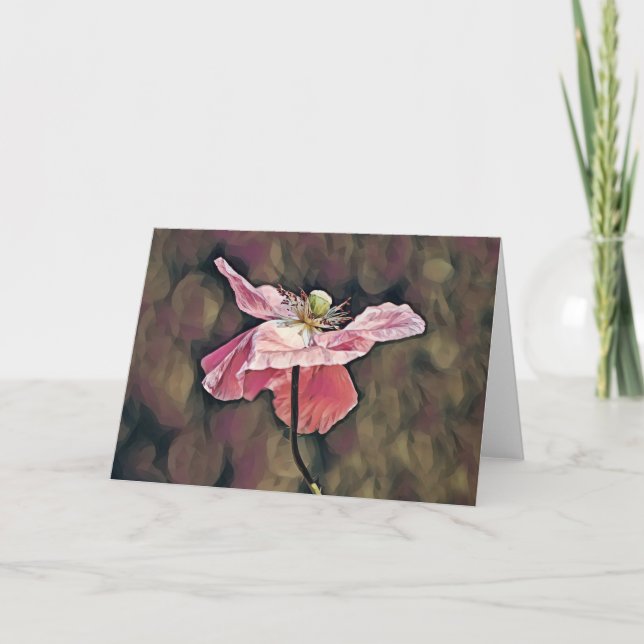 Carte Artsy Ornamental Poppy Fleur sauvage Art Note Card (Devant)