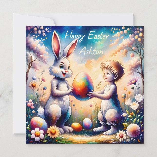 Carte ASHTON ~ Joyeux Pâques ~ Lapin de Pâques ~ (Devant)