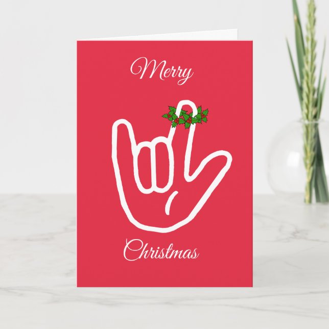 Carte ASL I Love You Christmas Card (Devant)