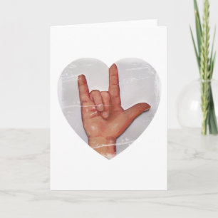 CARTE ASL "JE T'AIME" FORME #2 DE COEUR