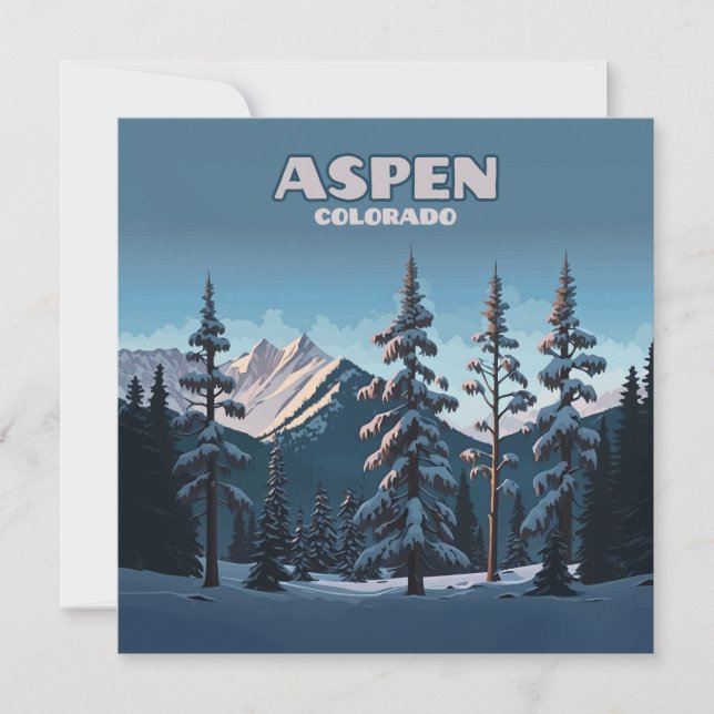 Carte Aspen Colorado Arbres Montagnes de Neige Rétro (Devant)