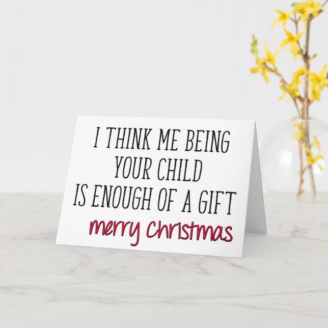 Carte Assez D'Un Cadeau, Pour Maman Et Papa, Noël Drôle (Fleur jaune)