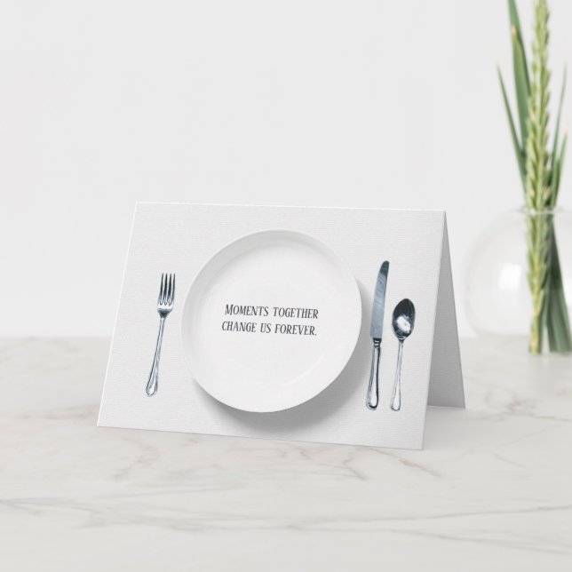 Carte assiette blanche avec argenterie merci (Devant)
