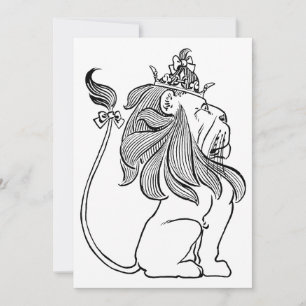 Carte Assistant vintage d'Oz, Lion Cowardly avec Couronn