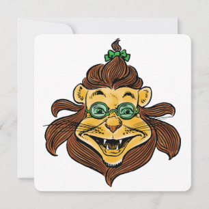 Carte Assistant vintage d'Oz, Lion portant des lunettes 