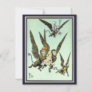 Carte Assistant vintage d'Oz, singes volants avec Doroth