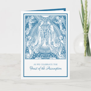 Carte Assomption Vierge Marie Bleu Élégant Religieux 