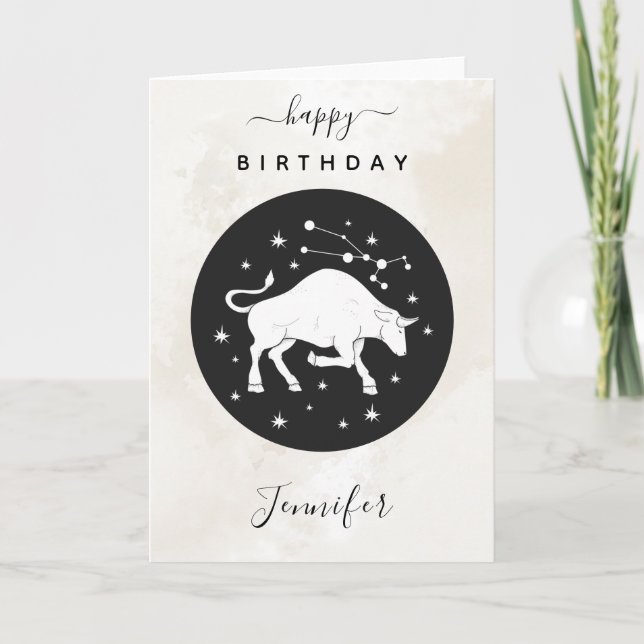 Carte Astrologie Taurus Symbole Zodiaque Horoscope Éléga (Devant)