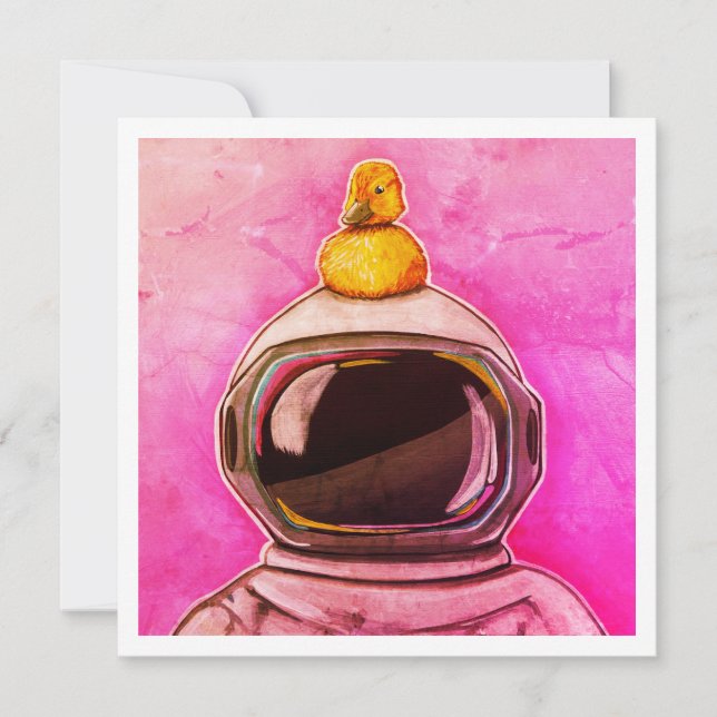 Carte Astronaut Avec Bébé Canard - Mini impression (Devant)