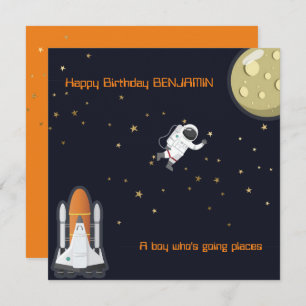 Carte Astronaut Lune Rocket Kids Système solaire Plat am