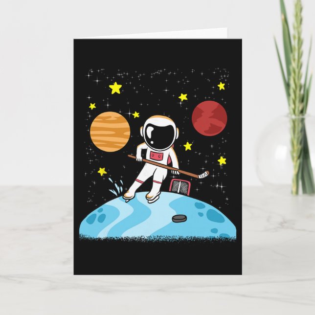 Carte Astronaut Planets Ice Hockey Player Space Galaxy  (Devant)