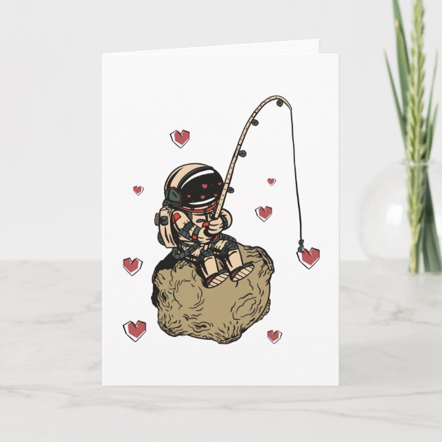 Carte Astronaute Amour Saint-Valentin Cœur (Devant)