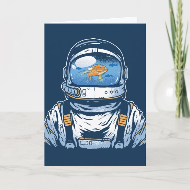 Carte Astronaute de poisson d'or, Anniversaire allemand (Devant)