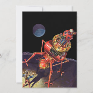 Carte Astronaute en science-fiction vintage avec robot A