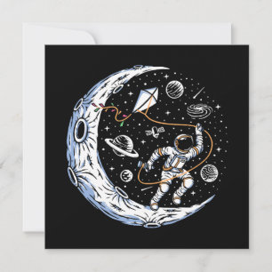 Carte Astronaute faisant voler un cerf-volant sur la Lun