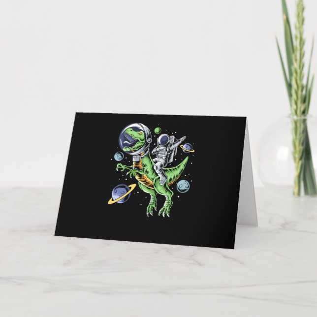 Carte Astronaute Riding T-Rex Dinosaur Astro T-Rex Space (Devant)