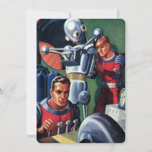 Carte Astronautes de la science-fiction vintage réparant