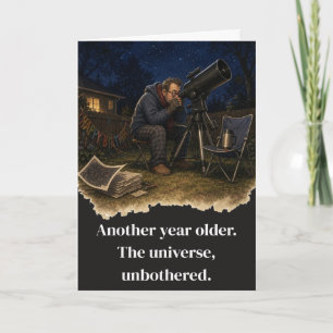 Carte Astronome de jardin rate son propre anniversaire