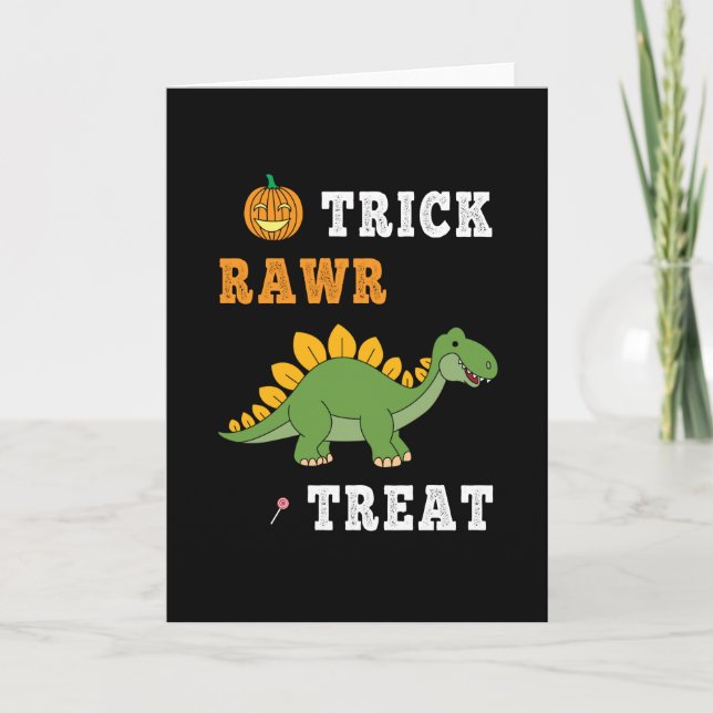 Carte Astuce Rawr Friandise Mignon Halloween Stégosaure  (Devant)