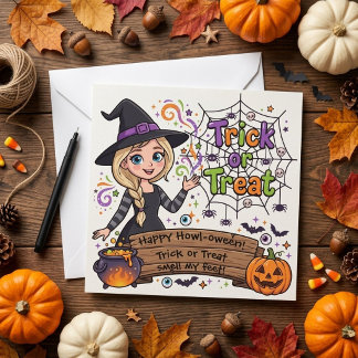Carte Astucieux Sort de Sorcière pour Halloween
