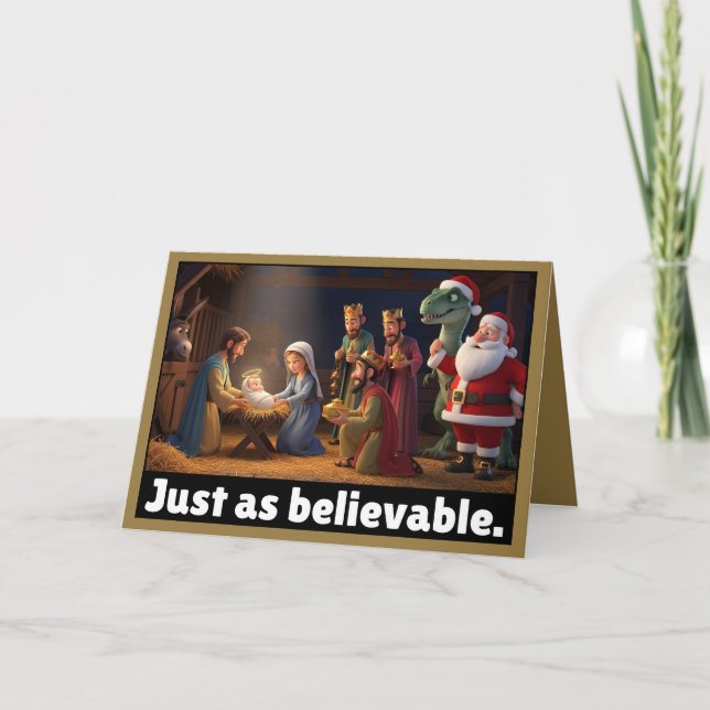Carte Atheist dinosaur and Santa Christmas (Devant)