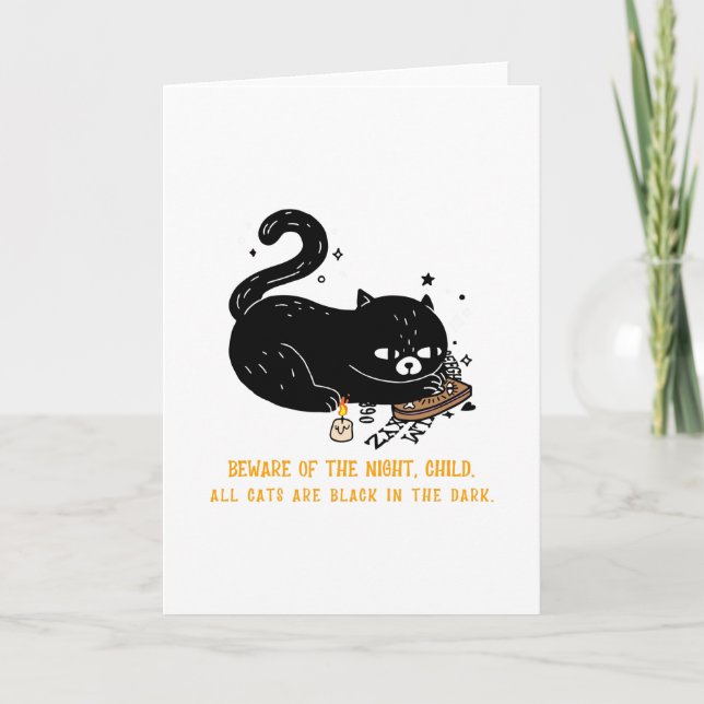 Carte Attention à la nuit, enfant. tous les chats sont n (Devant)