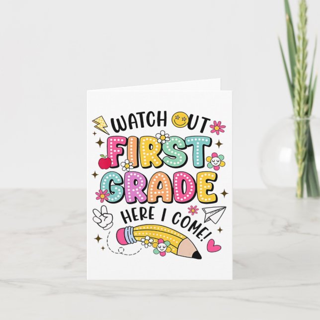 Carte Attention première année, j'arrive ! Retour à l'éc (Devant)