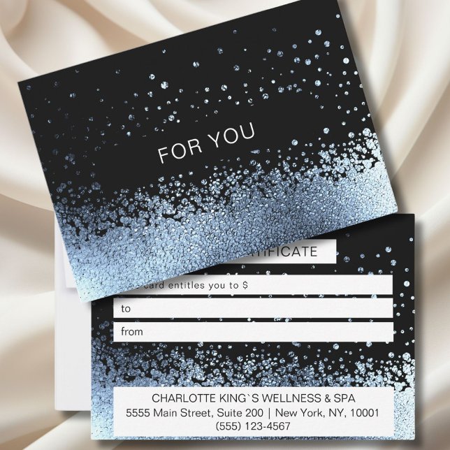 Carte ATTESTATION D'ENTREPRISE cadeau pour vous (BUSINESS GIFT CERTIFICATE Elegant, modern, blue-black glitter.)