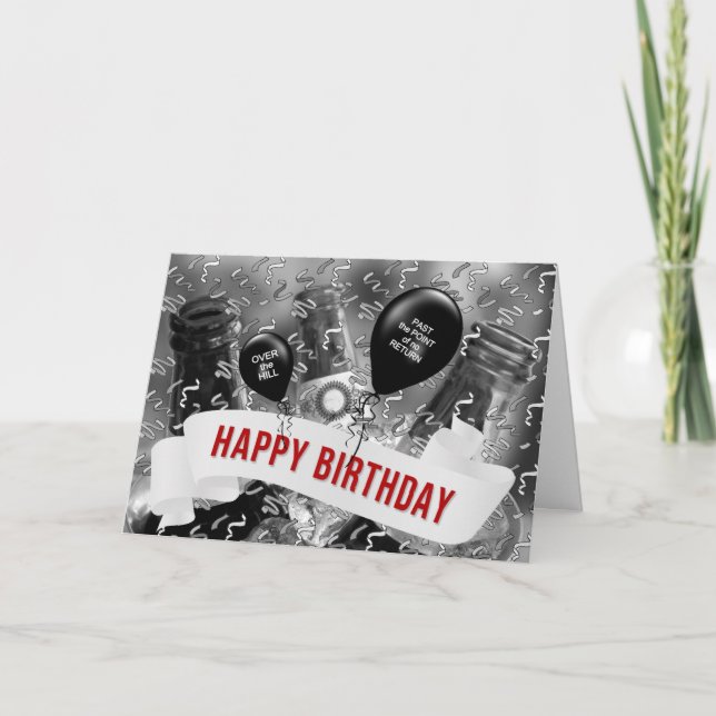 Carte Au-dessus de la colline Anniversaire Bucket de biè (Devant)