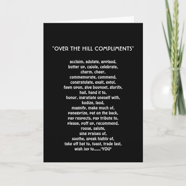 CARTE AU-DESSUS DES COMPLIMENTS DE LA COLLINE (Devant)