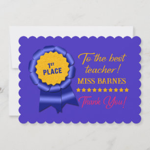 Carte Au meilleur enseignant Bleu Ruban Vous le Customis