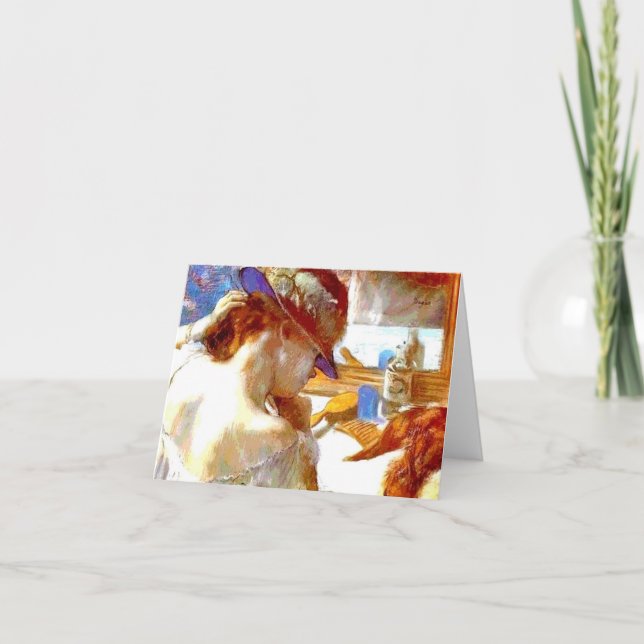 Carte "Au miroir" par Edgar Degas Note Card (Devant)