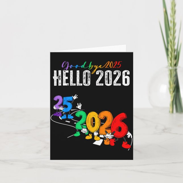 Carte Au revoir 2025 Bonjour 2026 Dessin Animé Drôle Nou (Devant)