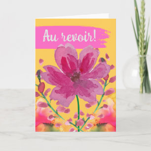 Carte Au revoir Adieu en Fleurs d'Aquarelle Française