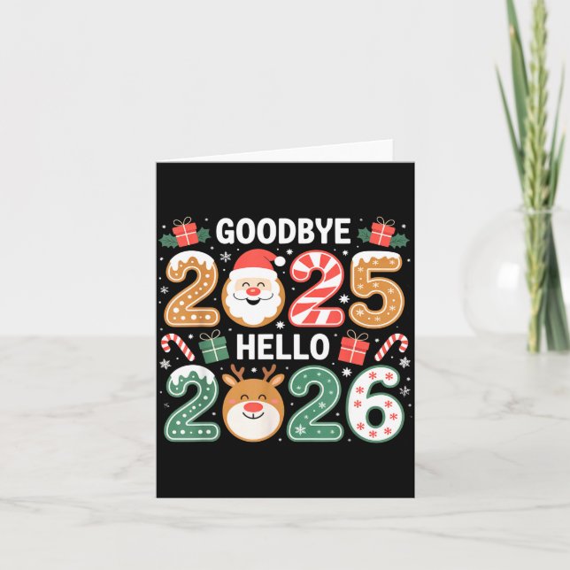 Carte Au revoir joyeux 2025 Bonjour 2026 Nouvelle Année  (Devant)