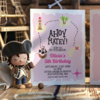 Carte au trésor rose Pirate Invitation d'anniversa