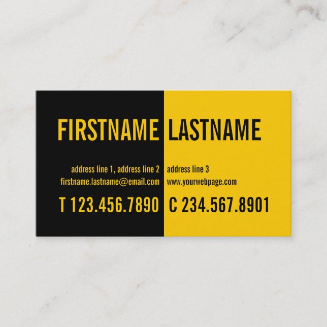 Carte audacieuse moderne de profil de jaune de (Devant)
