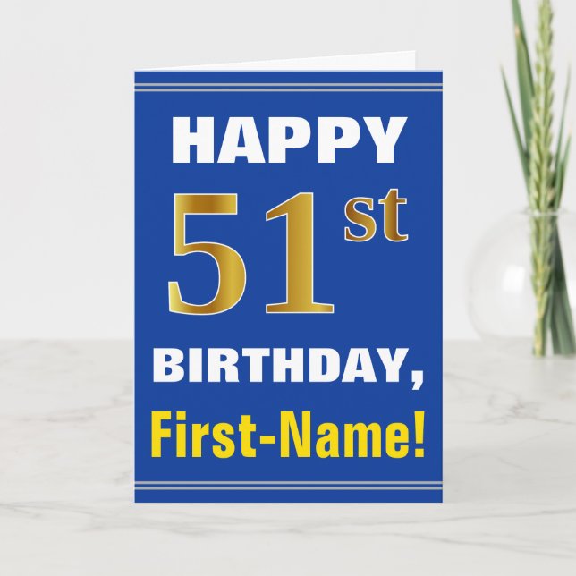 Carte Audacieux, bleu, anniversaire d'or de Faux (Devant)