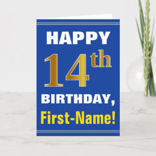 Carte Audacieux, bleu, anniversaire d'or de Faux 14ème