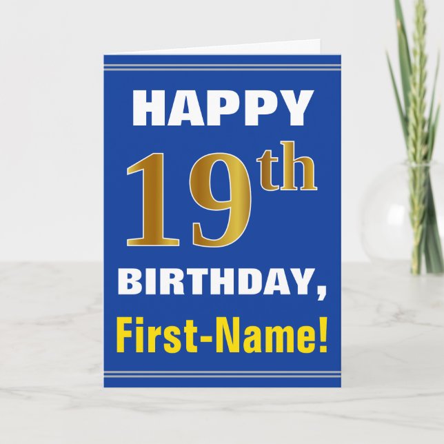 Carte Audacieux, bleu, anniversaire d'or de Faux 19ème (Devant)
